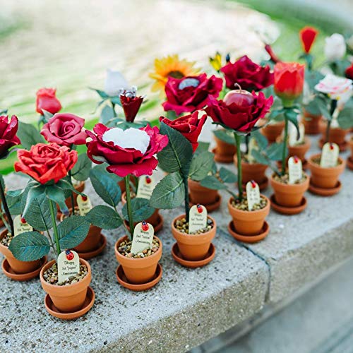 JustPaperRoses – 8th Year Wedding Anniversary Bronze Rose – 7" Potted Rose – Traditional 8th for Her – Romantic Bronze Keepsake