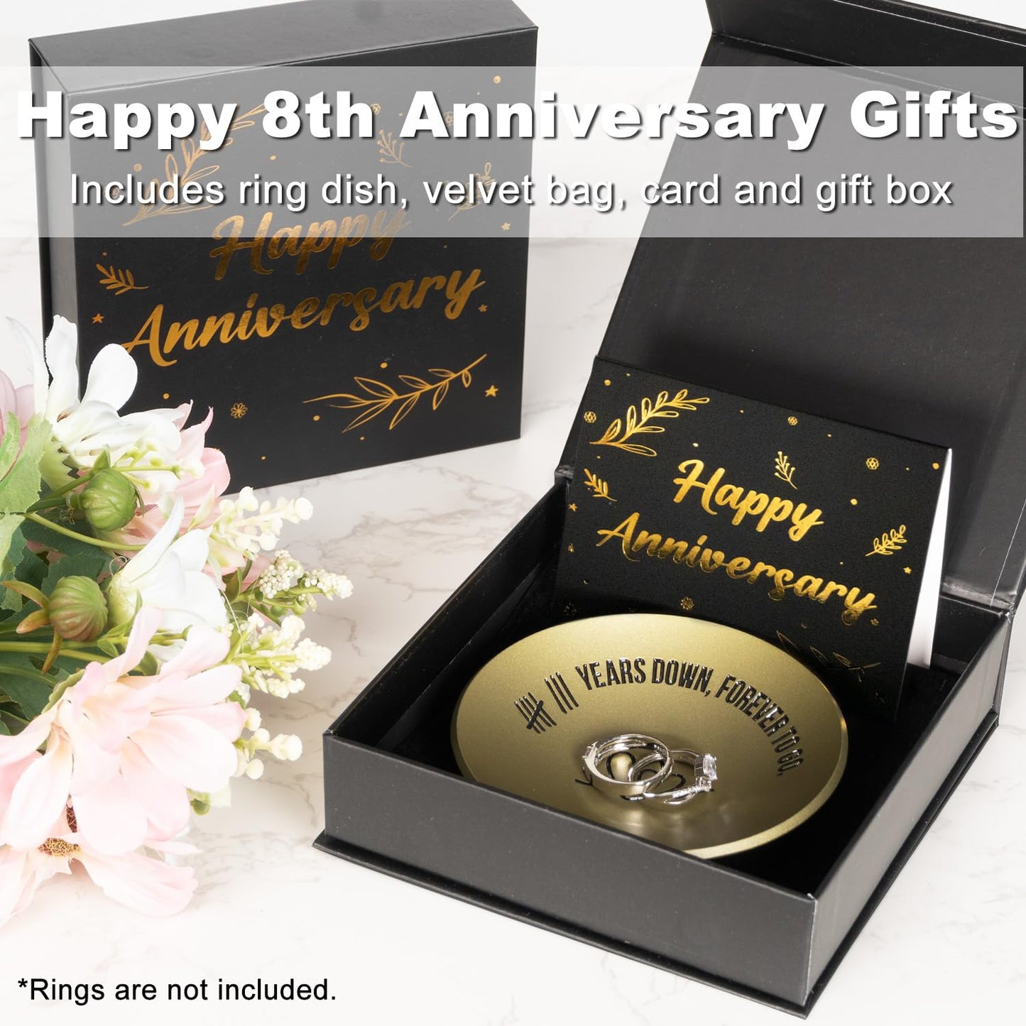 PuGez 8 Year Anniversary Bronze Gifts for Her/Him, 8th Wedding Anniversary for Wife Husband, 4" Ring Holder Dish Jewelry Tray - Unique Decoration Ideas Bronze Gift For Men Women Couple