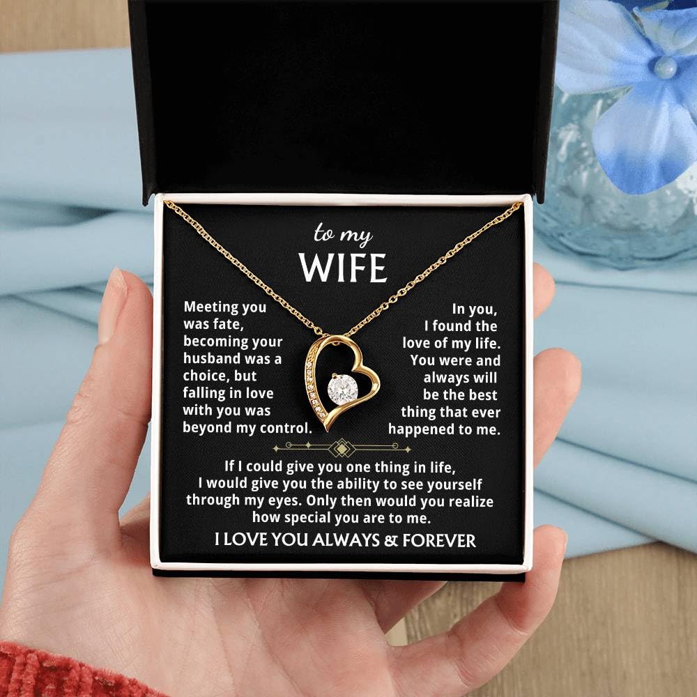 Momavo Jewelry To My Wife - the best thing that ever happened to me ,Forever Love Necklace , Gift For Wife, Gift for her ,Gifts For Wife Romantic, Christmas Birthday Gift, Valentine Gift (Standard Box, 18k Yellow Gold Finish)