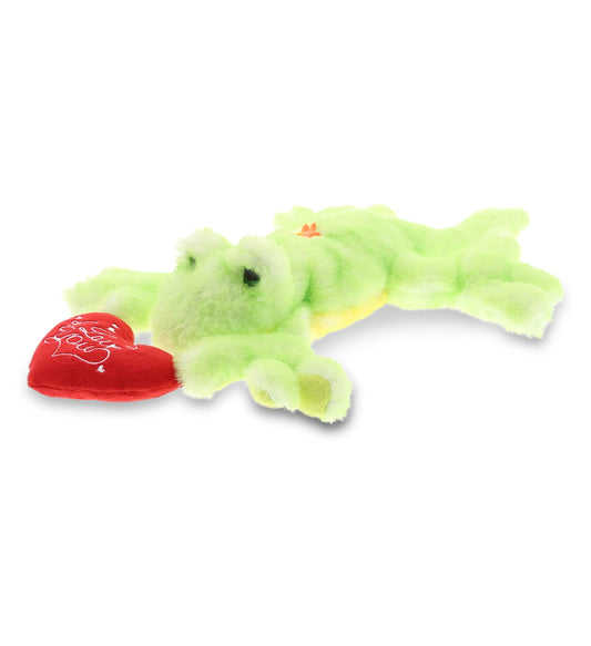 DolliBu I Love You Green Gecko Lizard Plush - Cute Stuffed Animal with Heart and with Name Personalization for Valentines, Anniversary, Romantic Date, Gift - 13.5 Inches