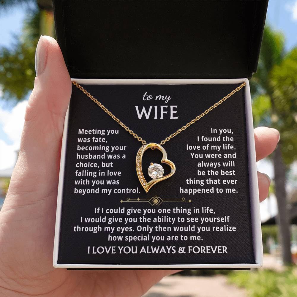 Momavo Jewelry To My Wife - the best thing that ever happened to me ,Forever Love Necklace , Gift For Wife, Gift for her ,Gifts For Wife Romantic, Christmas Birthday Gift, Valentine Gift (Standard Box, 18k Yellow Gold Finish)