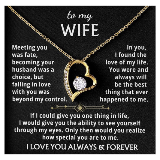Momavo Jewelry To My Wife - the best thing that ever happened to me ,Forever Love Necklace , Gift For Wife, Gift for her ,Gifts For Wife Romantic, Christmas Birthday Gift, Valentine Gift (Standard Box, 18k Yellow Gold Finish)
