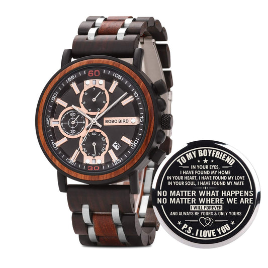 BOBO BIRD S18-1 Personalized Engraved Wood Watch Customized Wooden Watches for Husband Boyfriend Birthday Anniversary (Boyfriend-1)