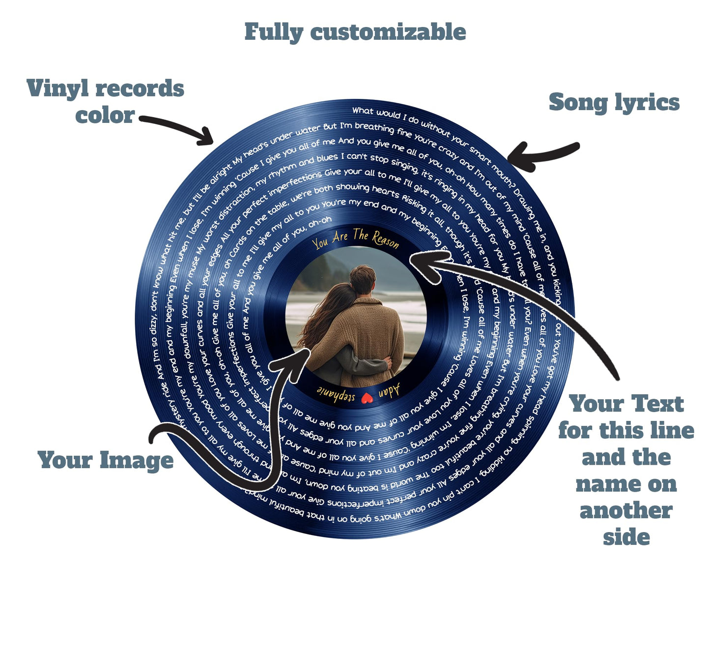 Personalized Acrylic Song Lyrics with Photo Gifts for Couples Customized Vynil Record Photo Anniversary Picture Romantic Gifts for Him Frame Cool Things for Your Room (Acrylic Stand)