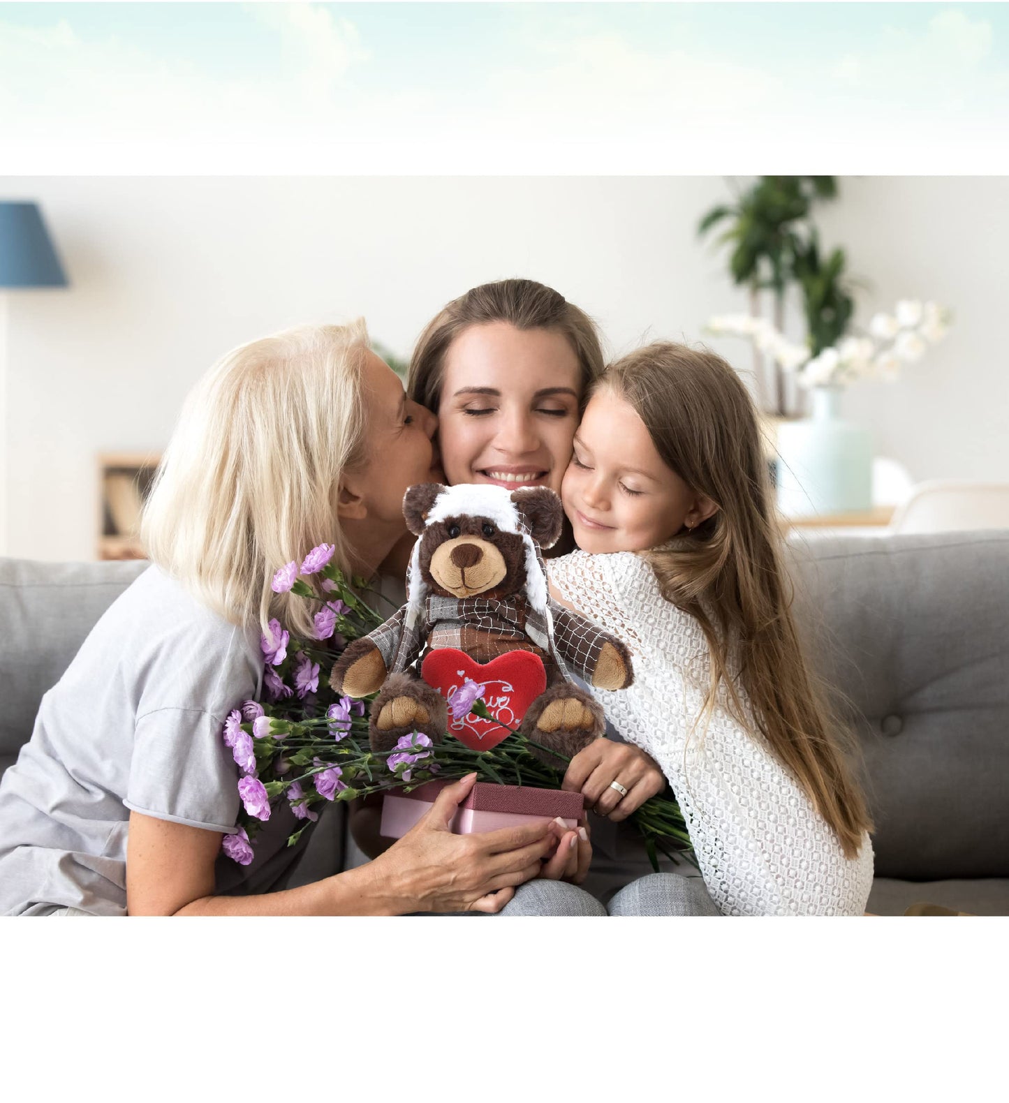 DolliBu I Love You Valentine Plush Brown Bear with Clothes - Cute Stuffed Animal with Red Heart and Name Personalization Gift for Valentines Day, Birthday, Anniversary, Romantic Date - 11 Inches