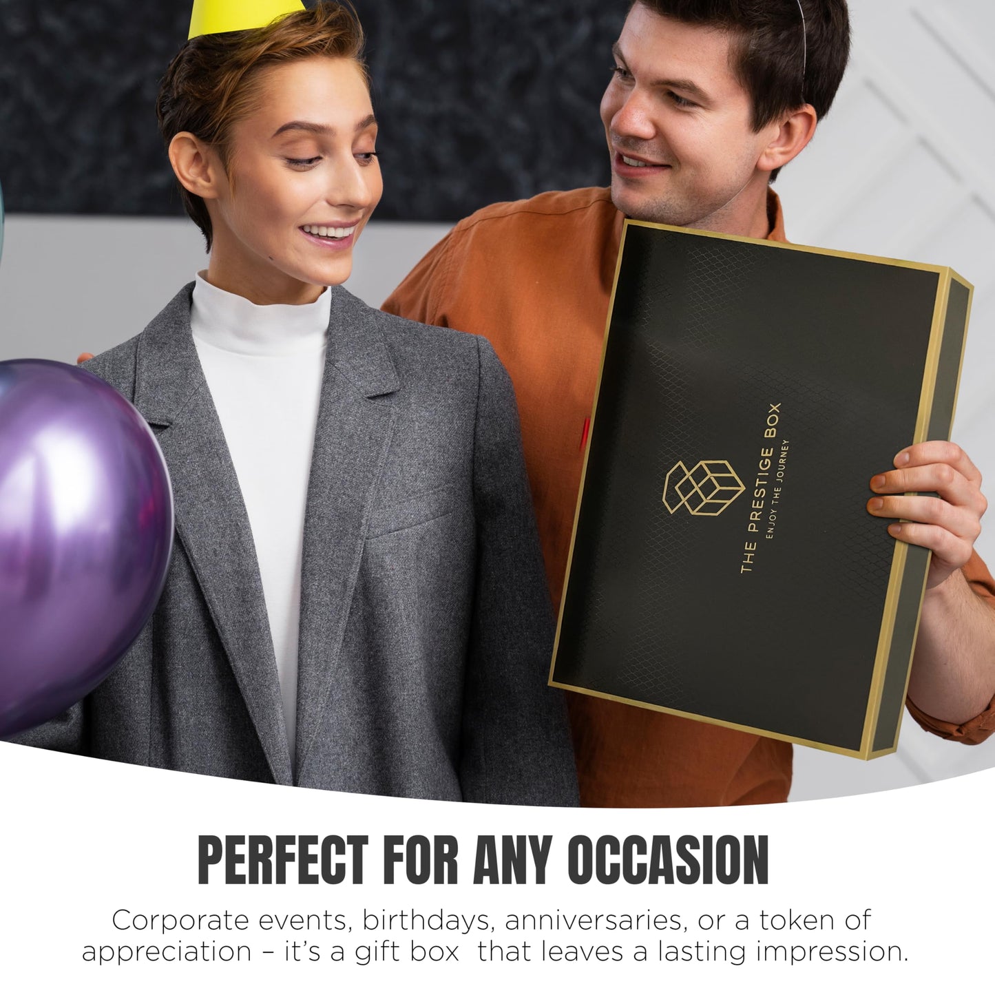 The Prestige Box Enjoy the Journey Premium Gift Box for Corporate Office Business Birthdays Anniversary Special Events Employee Appreciation Gifts Bulk Thank You Gifts for Men Women Dad Mom Uncle Work Gifts