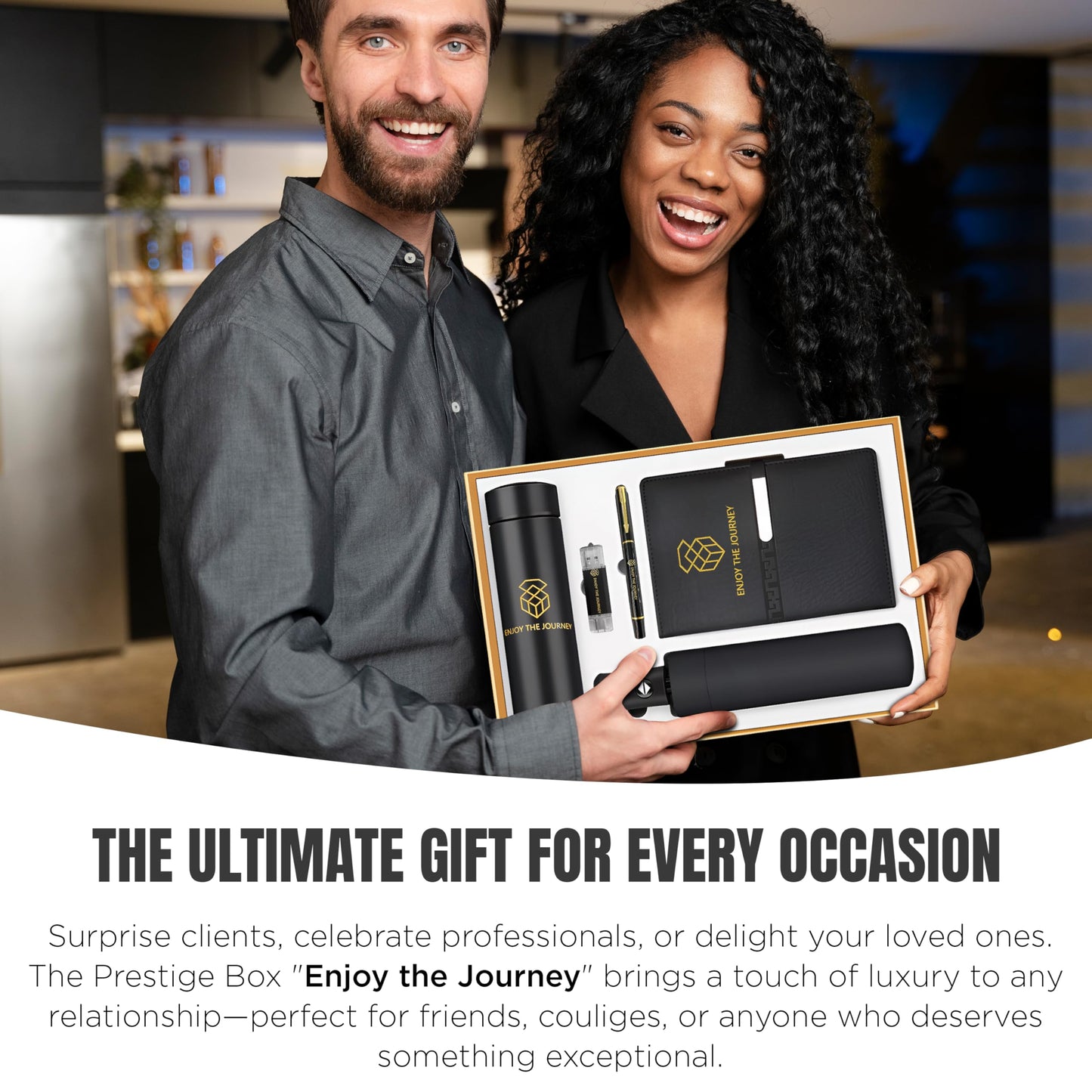 The Prestige Box Enjoy the Journey Premium Gift Box for Corporate Office Business Birthdays Anniversary Special Events Employee Appreciation Gifts Bulk Thank You Gifts for Men Women Dad Mom Uncle Work Gifts